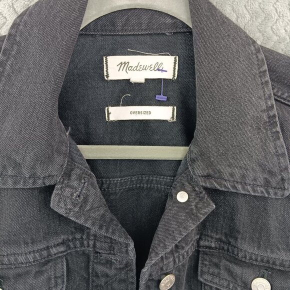 MADEWELL Women's The Oversized Jean Jacket in Lunar Wash Black Denim Size S - Picture 5 of 8